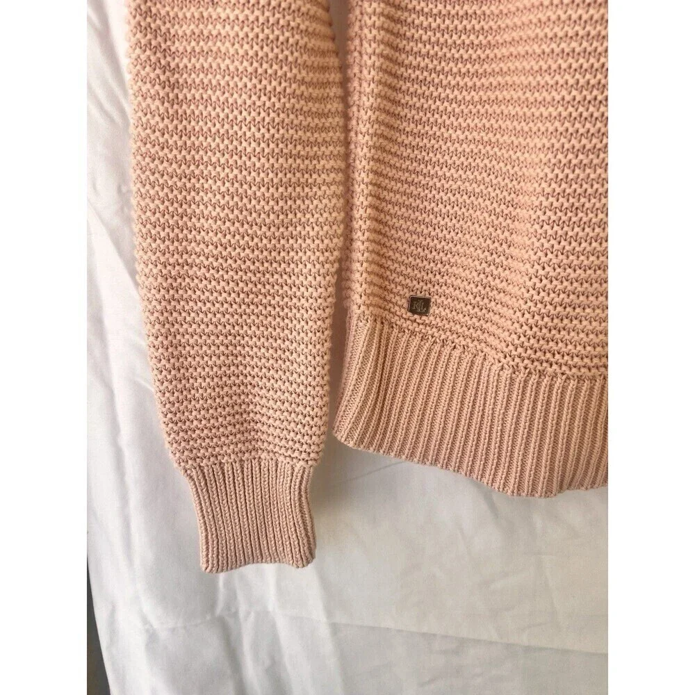 Lauren Ralph Lauren Pink Knit Sweater Pullover Small Thick Preppy Coquette